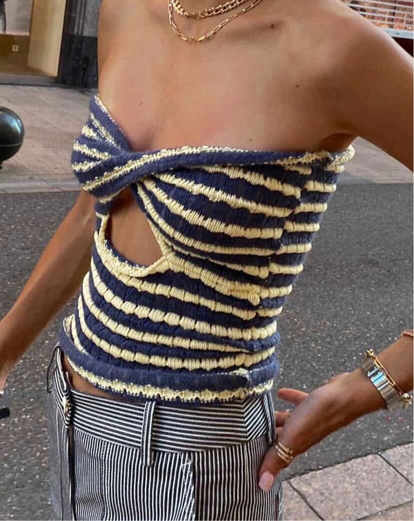 Strapless Knitted Crop Top