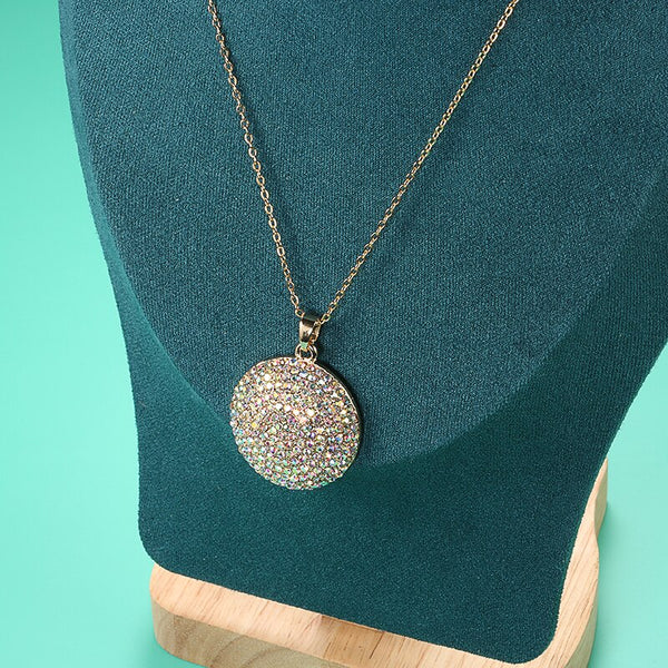 Circle Crystal Gold Color Necklace