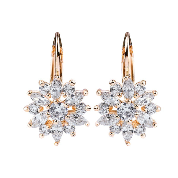 Flower Zircon Stone Drop Earrings