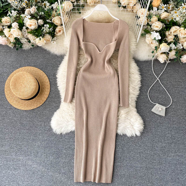 Ribbed Knitted Bodycon Dress