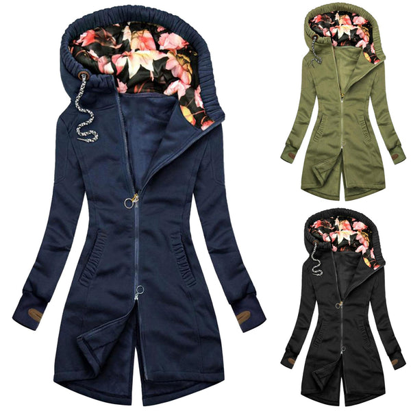 Floral Print Hood Jacket