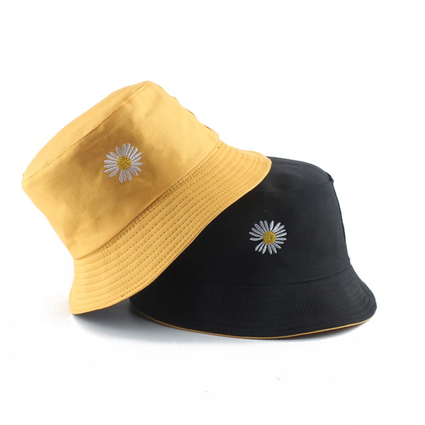 Reversible Bucket Hat Daisy Embroidery