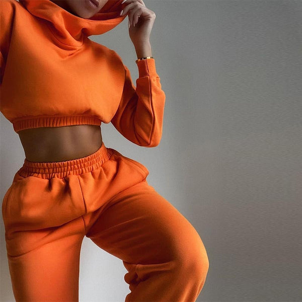 Chic Solid 2 Piece Pant Set Tracksuit