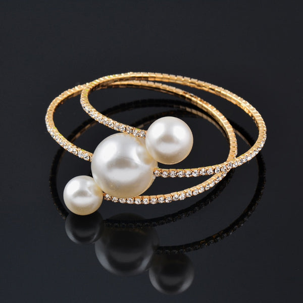 Big Pearl Multilayer Bracelet Rings Earrings Set