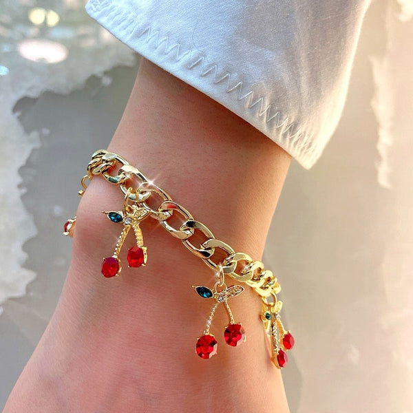 Cherry Charm Crystal Bracelets