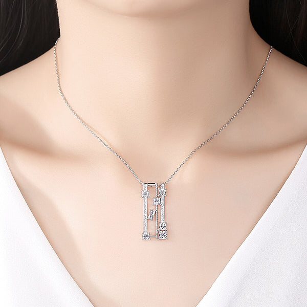 New Sparkling Square Clear CZ Pendant Necklaces