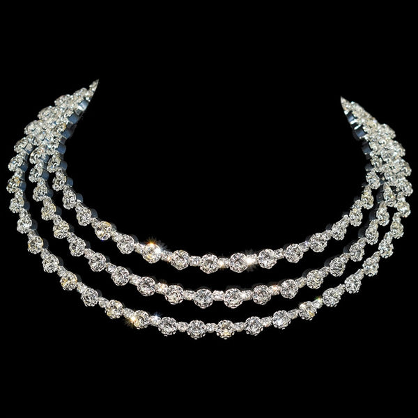 Elegant Rhinestone Crystal Choker Bridal Jewelry Sets