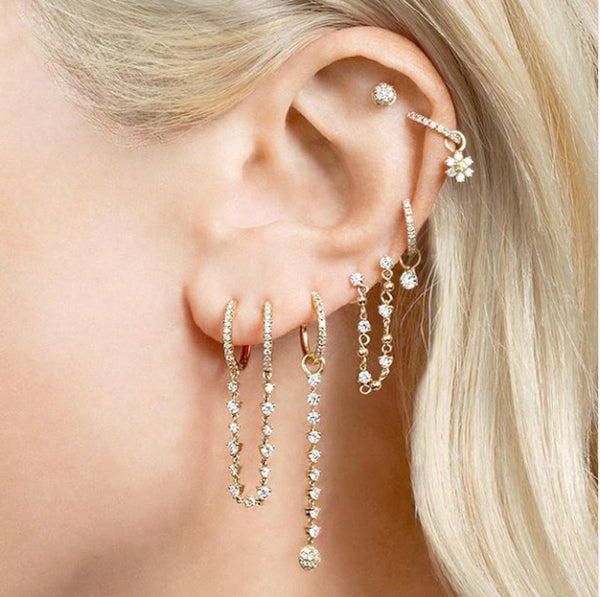 Double Piercing 2 Hole Chain Earrings