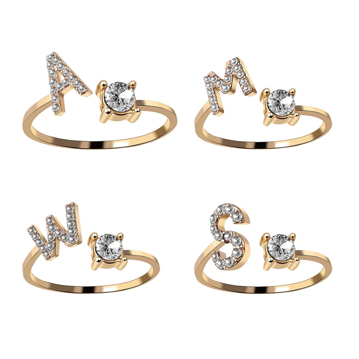 A-Z Alphabet Letters Adjustable Opening Rings