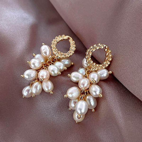 Multi Layers Strands Pearl Drop Earrings