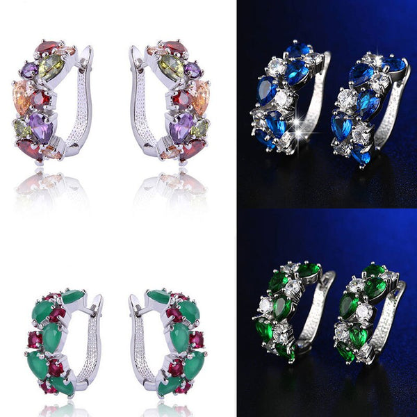 Multi-Color CZ Stud Earrings