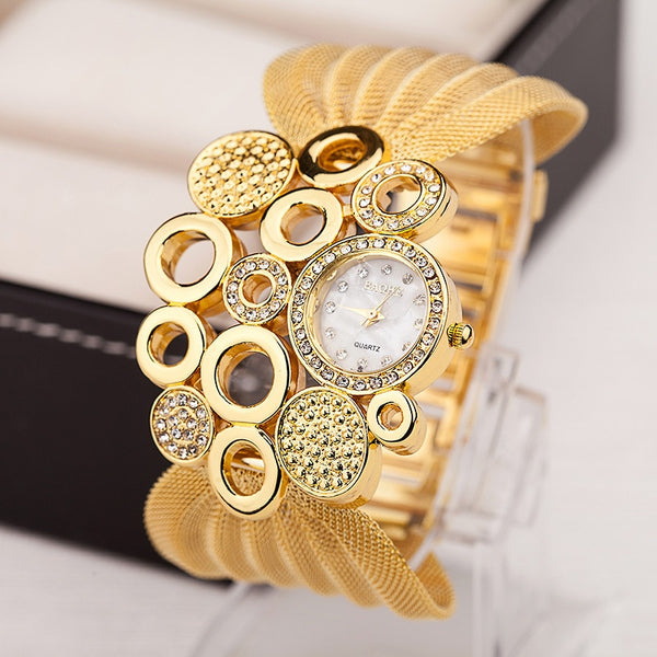 Rhinestones Mesh Watchband Bracelet Watch