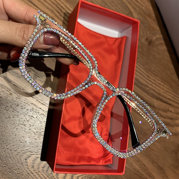 Clear Lens Rhinestone Sunglasses