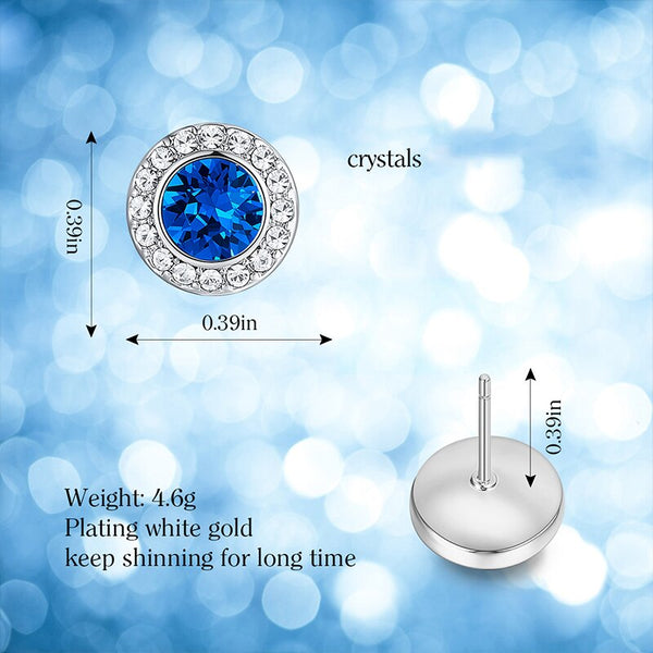 Round Shape CZ Crystal Stud Earrings