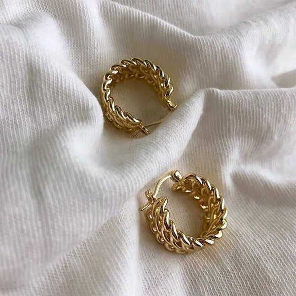 Metal Gold Twist Hoop Earrings