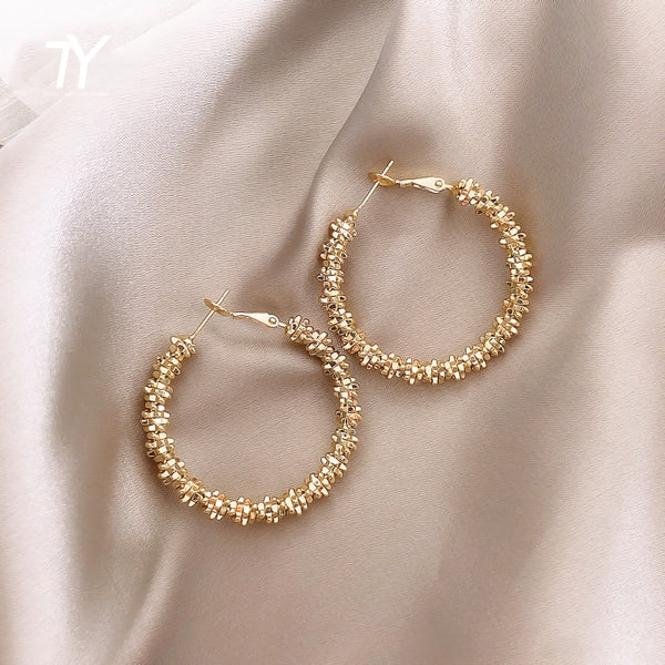 Exaggerated Metal Woven Large Circle Earrings