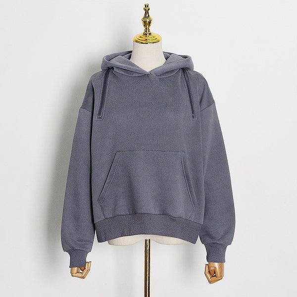 Casual Solid Hooded Sweatshirt