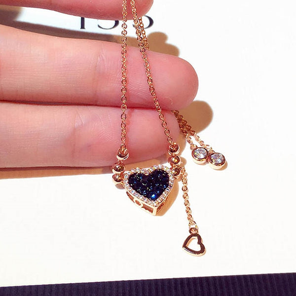 Super Shine Inlaid Rhinestone Heart Bracelet