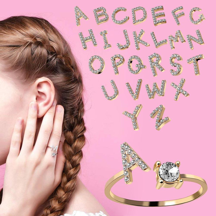 A-Z Alphabet Letters Adjustable Opening Rings