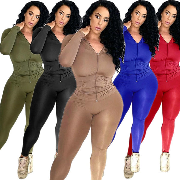 Long Sleeve Hooded sporty Jogger Matching Sets