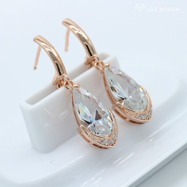 Water Drop Long Style Zircon Earrings