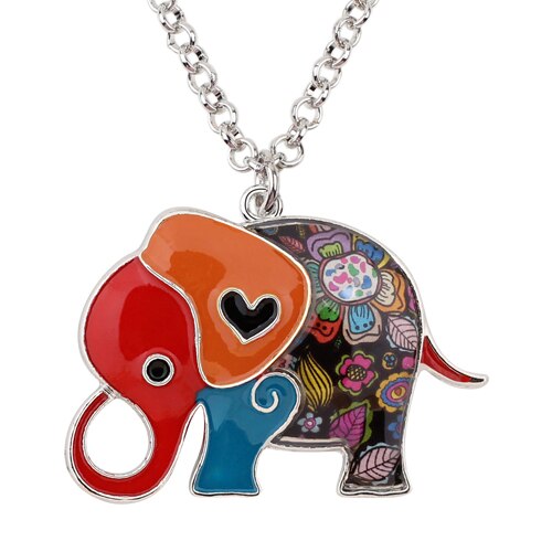 Jungle Elephant Enamel Necklace