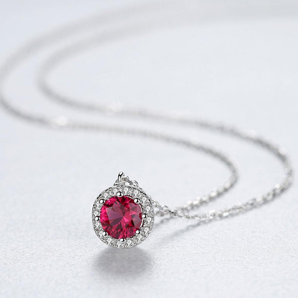 Real Round Ruby Pendant Necklaces