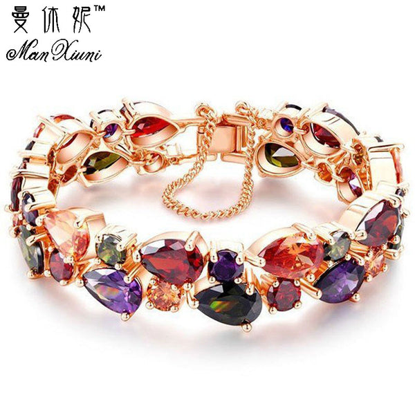 Multi Color CZ Pleated Stone Bangle Bracelets