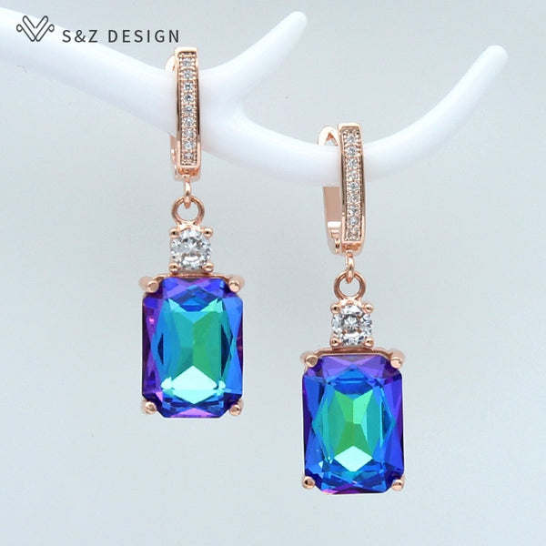 Classic Square Crystal Dangle Earrings