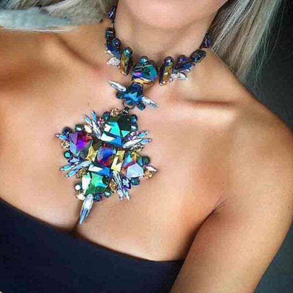 Bold Geometric Crystal Custom Statement Chocker Necklace