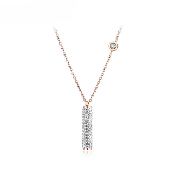 Classic Rhinestone Geometric Cylinder Necklace