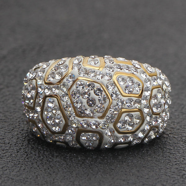 Gold Color Crystal Pave Rings