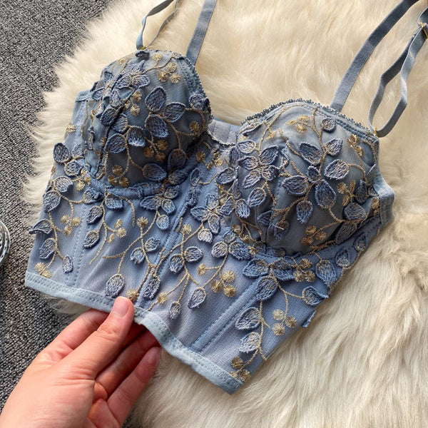 Embroidered 3D Petal Bustier Bra