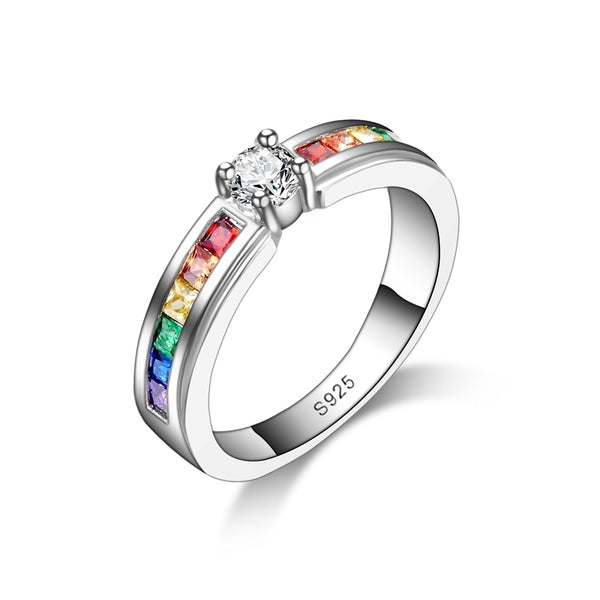 Silver Rainbow Crystal Rings