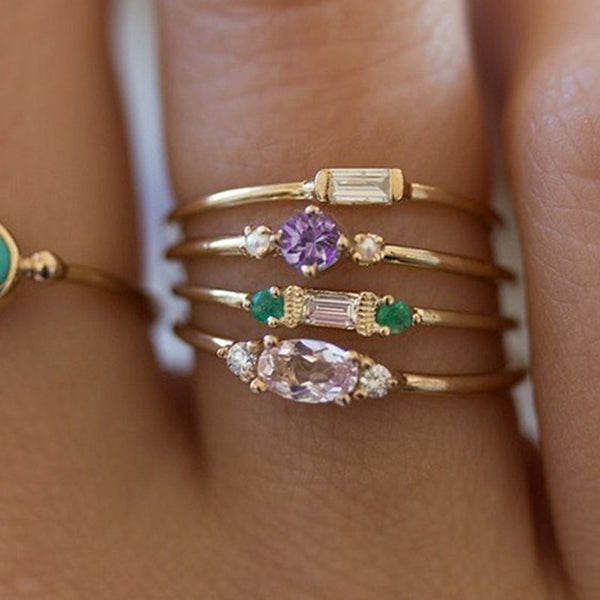 CZ Gold 4 Ring Set