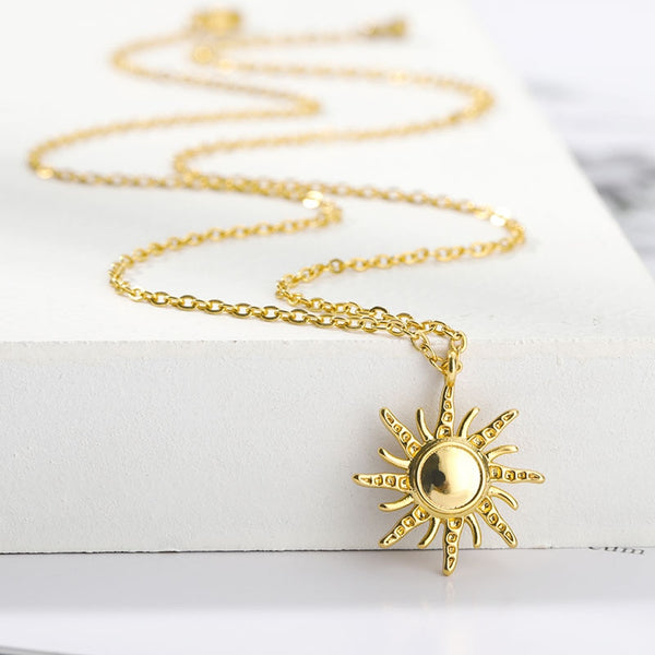 Simple Sun flower Pendant Necklace