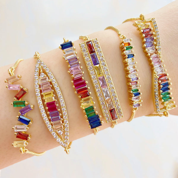 Rainbow Stones Adjustable Bracelets