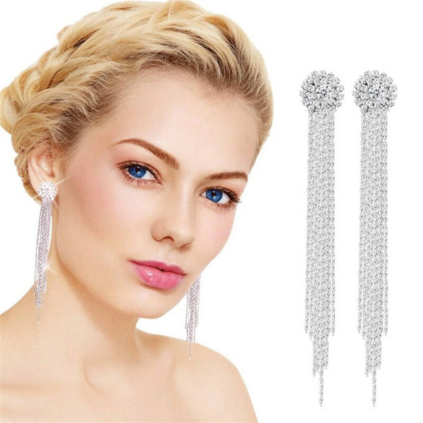 Personality Temperament Crystal Tassel Earrings