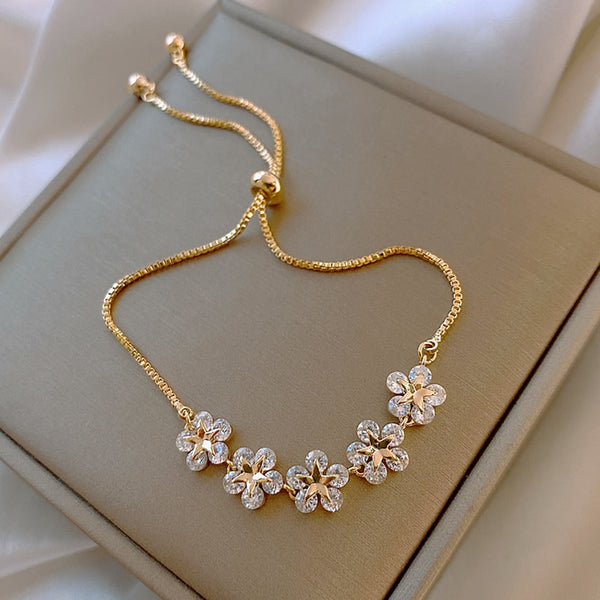 Gold Color Flower Adjustable Bracelet