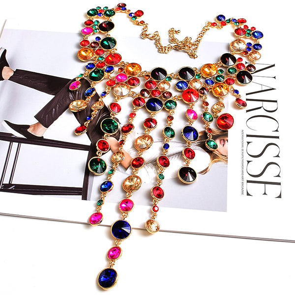 High-end Colorful Crystals Rhinestones Necklaces