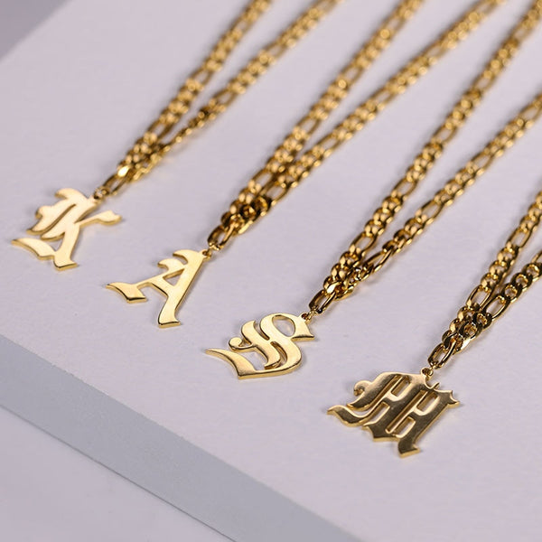 Old English Initial Letter Necklace