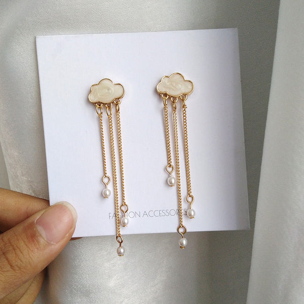 Nifty Girl Clouds Romantic Pearl Tassel Earrings