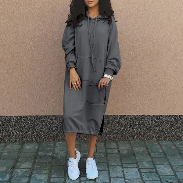 Stylish Fleece Hoodie Sweater Dress