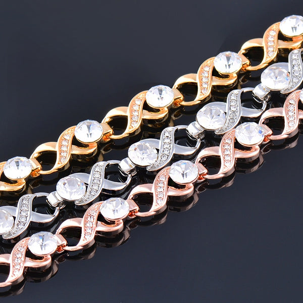 Love Infinity Round Rhinestone Bracelets