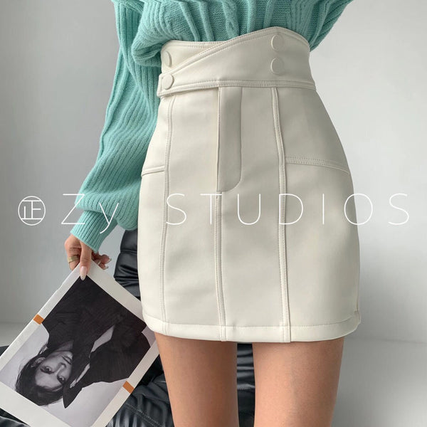 Stylish PU leather Mini Skirt