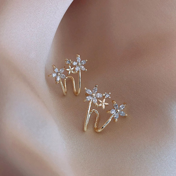 Fine Crystal Flowers Earrings