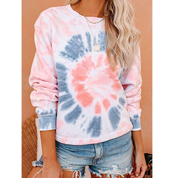 Tie Die O-Neck Long Sleeve Loose Sweatshirt