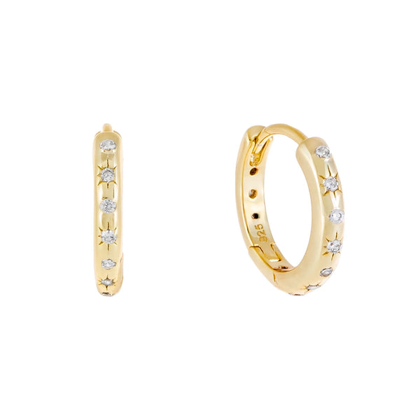 Starlight Signet Gold Huggie Hoop Earrings