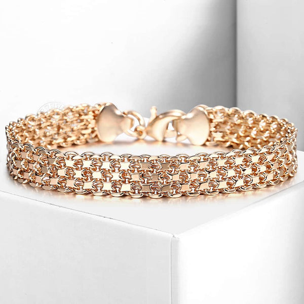 Gold Double Weaving Link Chain Bracelet