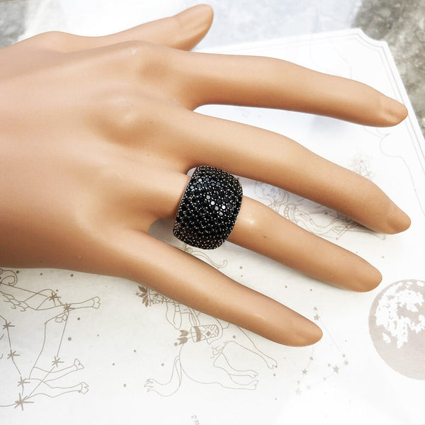 European Style Black Pave Cocktail Ring